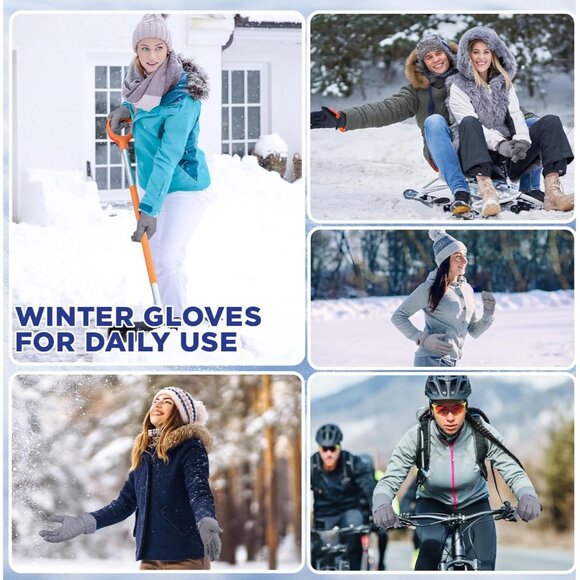 Women's Grey Winter Warm Touchscreen Windproof Girls Winter Using Gifts Gloves - Picture 6 of 7